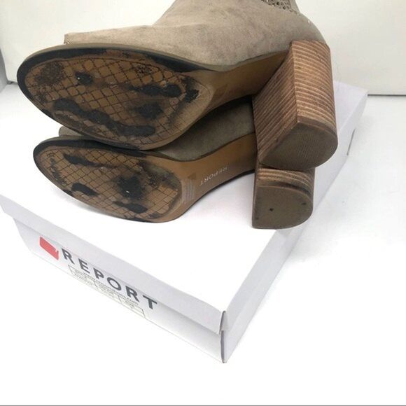 Report taupe perforated open toe wedge booties size 8 western women's shoes - Picture 6 of 8